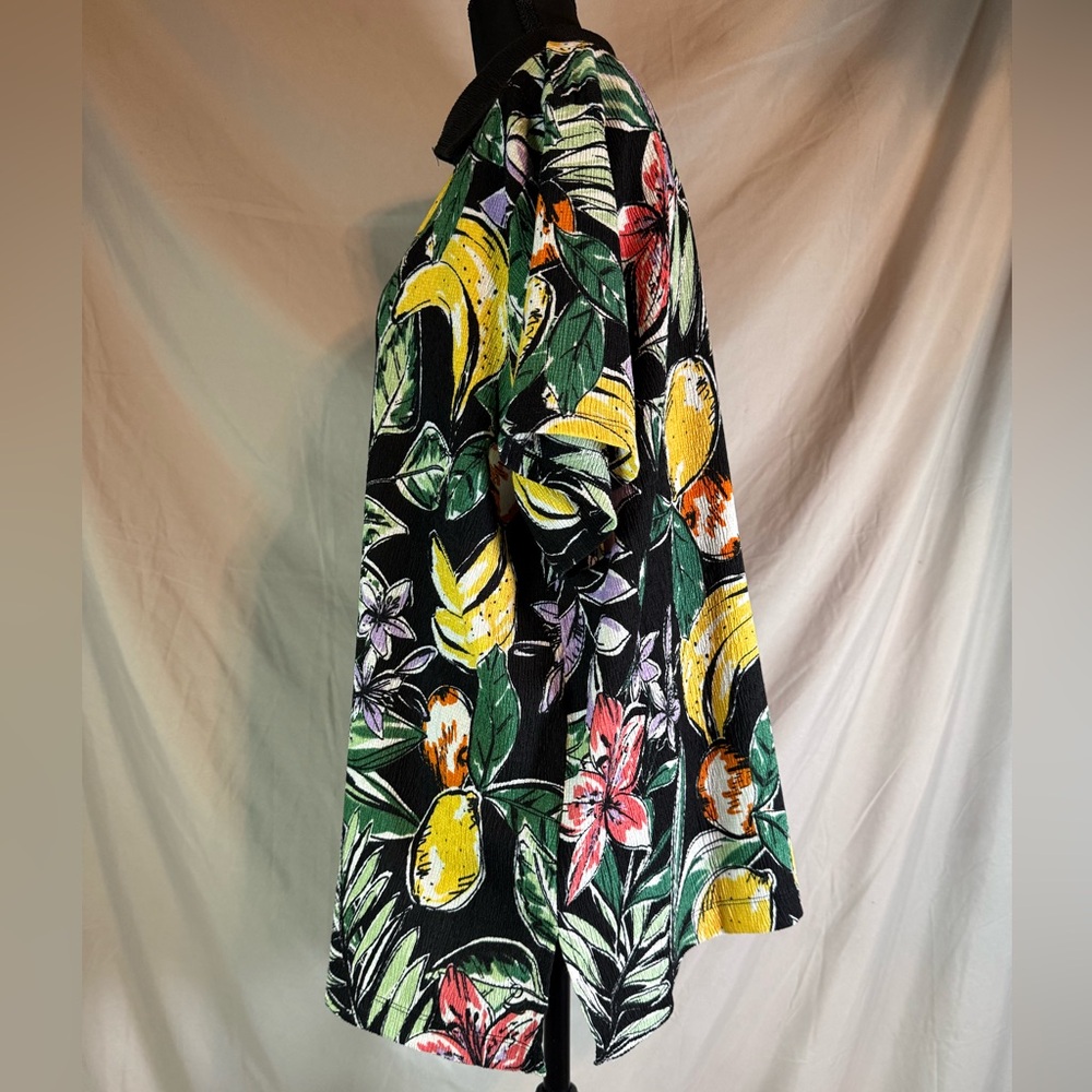 Cuddl Duds Crepe Knit Paradise Polo Top – Floral & Fruit 🌸🍊 QVC Exclusive - Picture 6 of 7